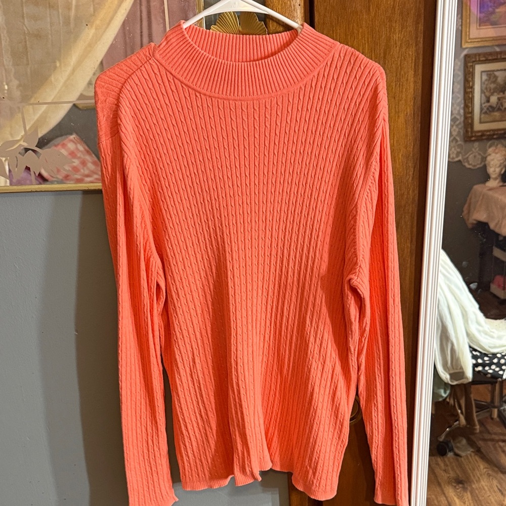 Kim Rogers Coral Ribbed Knit Top